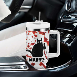 Funny Black Cat What Tumbler With Handle Murderous Cat Holding Knife Halloween Costume Killer TB10 Print Your Wear