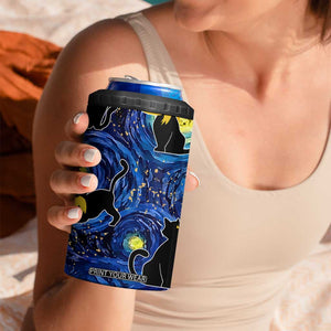 Halloween Starry Night Black Cat 4 in 1 Can Cooler Tumbler Funny Childless Cat Lady With Trump Hair Vote Kamala 2024 TB10 Print Your Wear