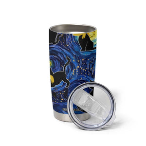 Halloween Starry Night Black Cat Tumbler Cup Funny Childless Cat Lady With Trump Hair Vote Kamala 2024 TB10 Print Your Wear