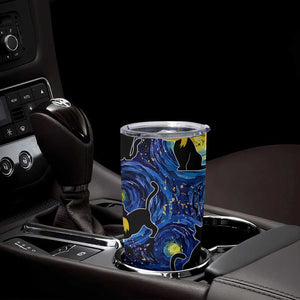 Halloween Starry Night Black Cat Tumbler Cup Funny Childless Cat Lady With Trump Hair Vote Kamala 2024 TB10 Print Your Wear