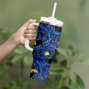 Halloween Starry Night Black Cat Tumbler With Handle Funny Childless Cat Lady With Trump Hair Vote Kamala 2024 TB10 Print Your Wear