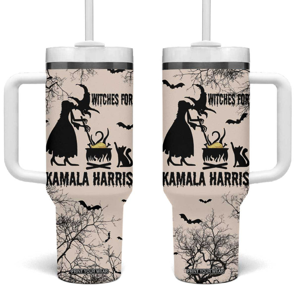 Witches for Kamala Harris 2024 Tumbler With Handle Halloween Witch 47 th President USA America Election Feminist Gothic TB10 One Size: 40 oz Cream Print Your Wear