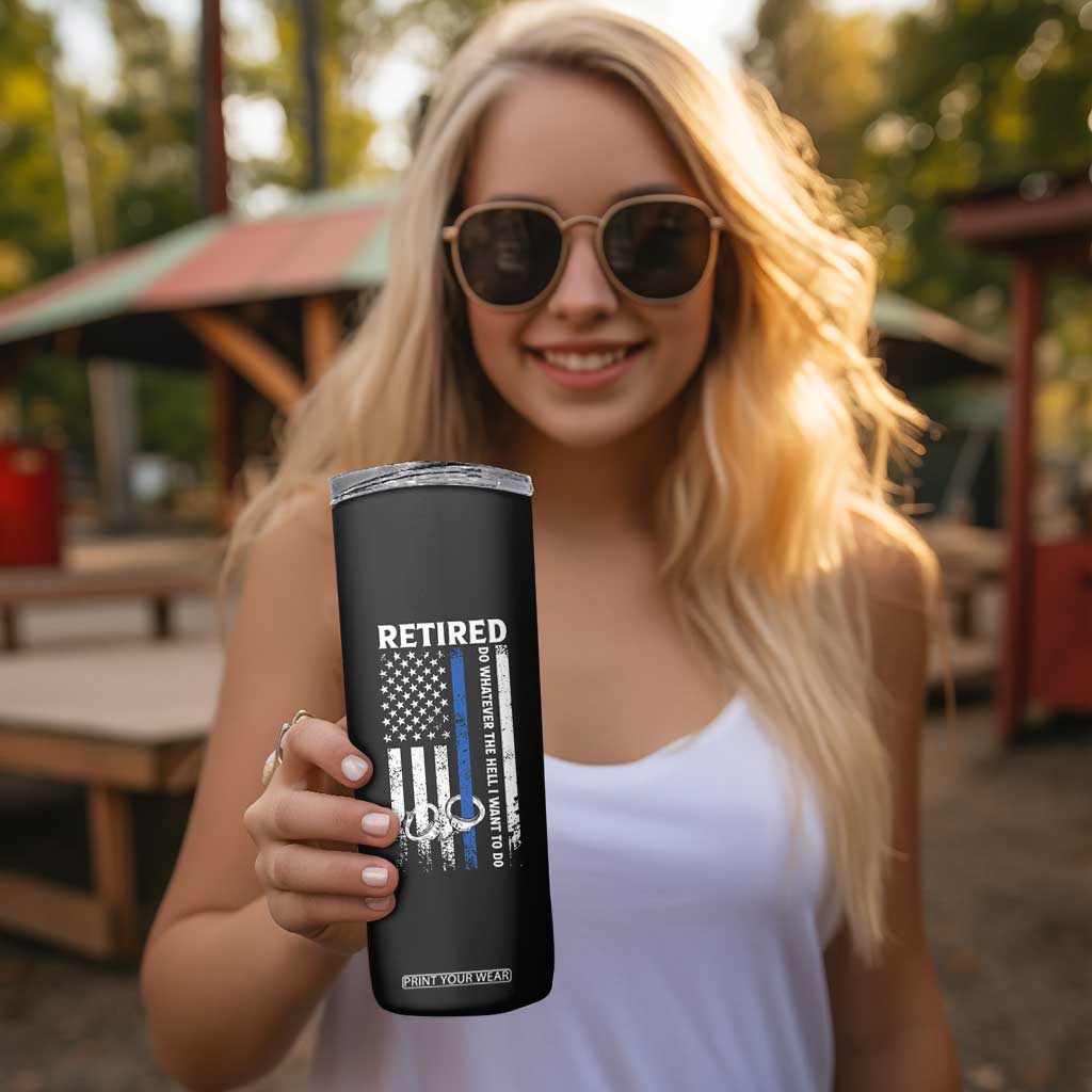 Police Retirement Gift Skinny Tumbler The Legend Has Retired American Flag TB10 Print Your Wear