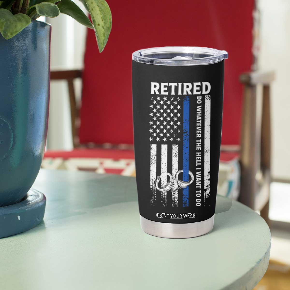 Police Retirement Gift Tumbler Cup The Legend Has Retired American Flag TB10 Print Your Wear