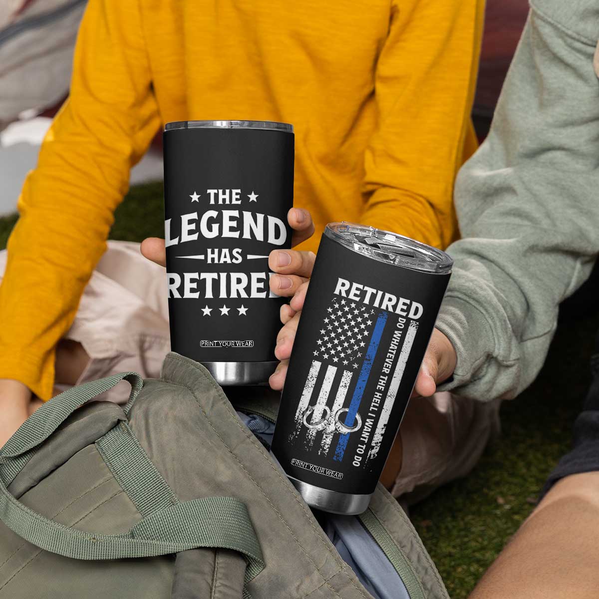 Police Retirement Gift Tumbler Cup The Legend Has Retired American Flag TB10 Print Your Wear