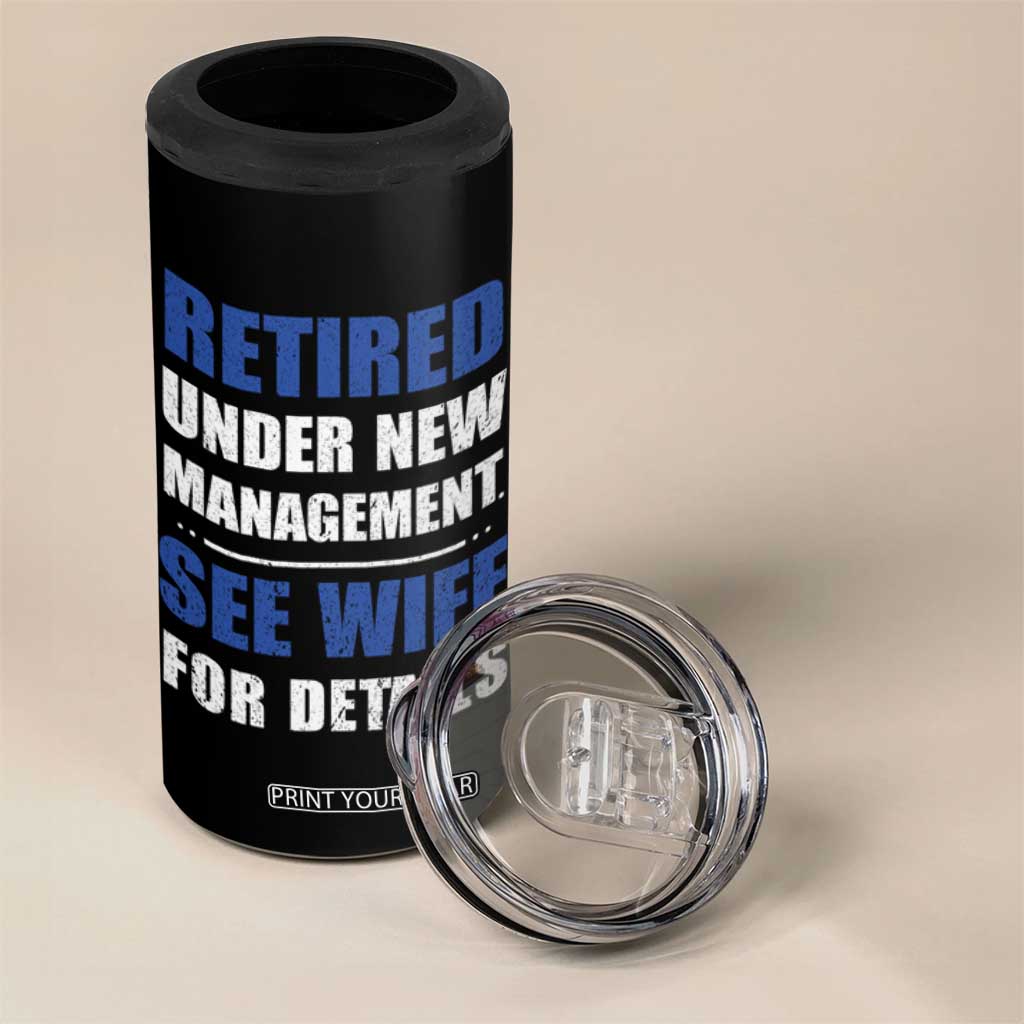 Personalized Retirement Gifts for Husband 4 in 1 Can Cooler Tumbler Custom Name Retired Under New Management See Wife For Details USA Flag TB10 Print Your Wear