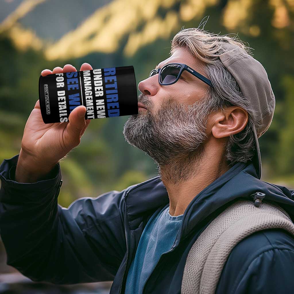 Personalized Retirement Gifts for Husband 4 in 1 Can Cooler Tumbler Custom Name Retired Under New Management See Wife For Details USA Flag TB10 Print Your Wear