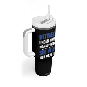 Personalized Retirement Gifts for Husband Tumbler With Handle Custom Name Retired Under New Management See Wife For Details USA Flag TB10 Print Your Wear
