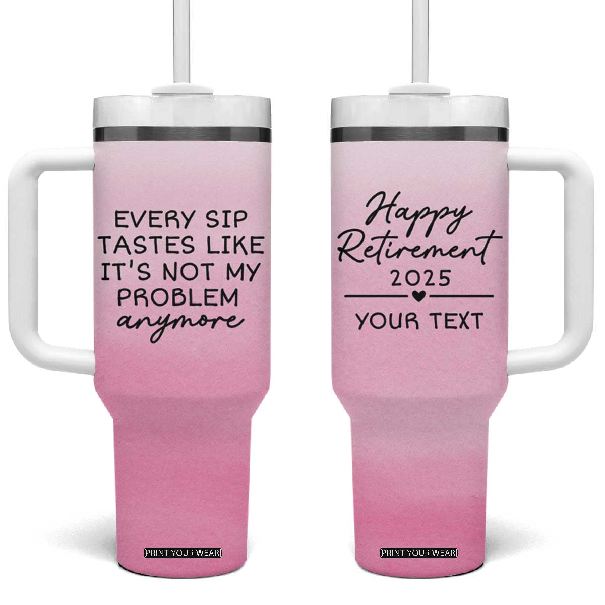 Personalized Retirement Tumbler With Handle Custom Name Officially Retired Gift For Boss Co Worker TB10 One Size: 40 oz Pink Print Your Wear