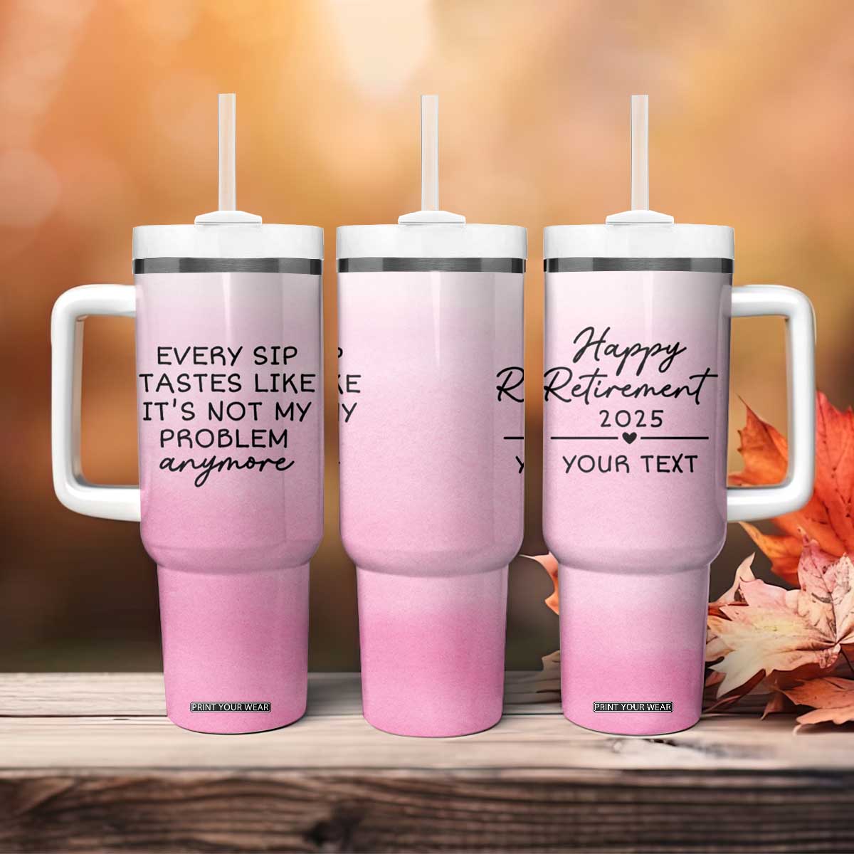 Personalized Retirement Tumbler With Handle Custom Name Officially Retired Gift For Boss Co Worker TB10 Print Your Wear