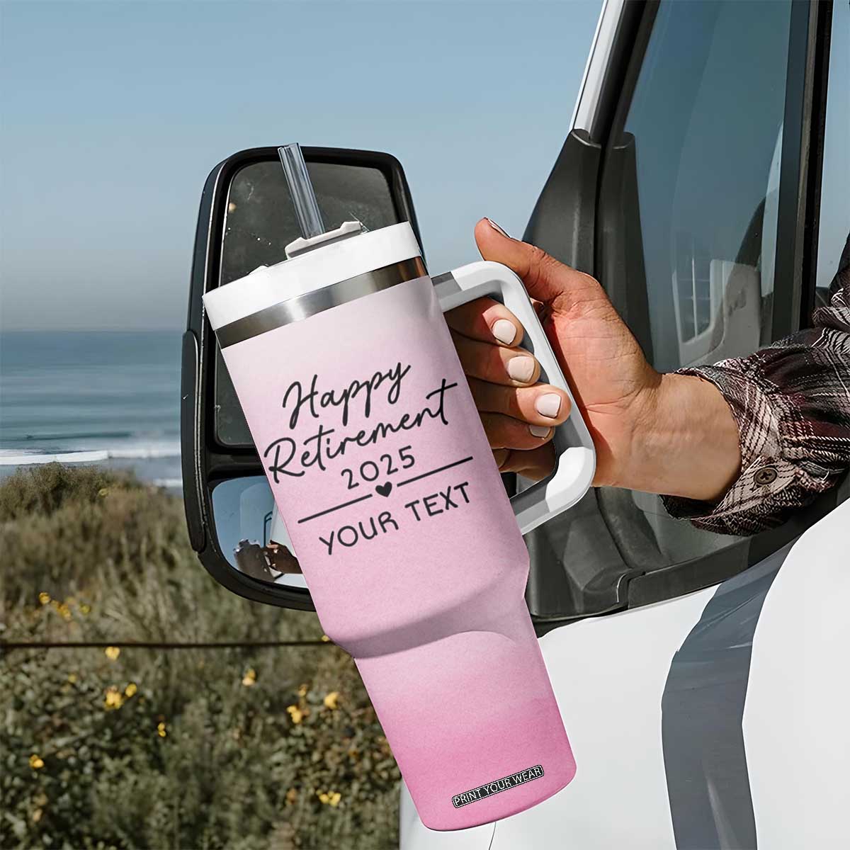 Personalized Retirement Tumbler With Handle Custom Name Officially Retired Gift For Boss Co Worker TB10 Print Your Wear