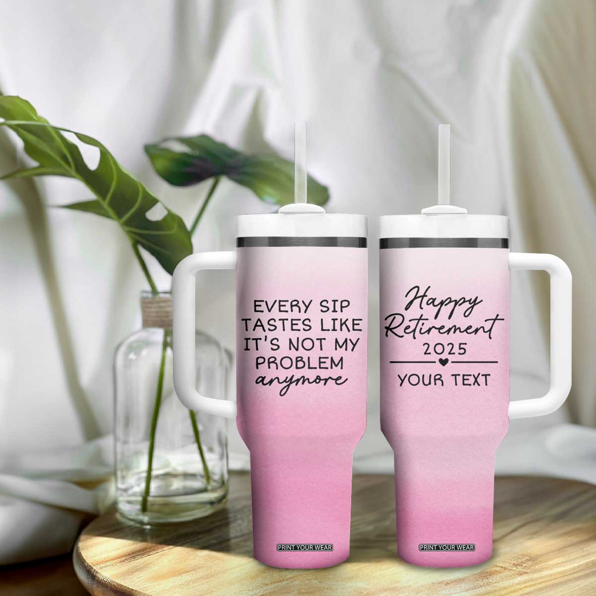 Personalized Retirement Tumbler With Handle Custom Name Officially Retired Gift For Boss Co Worker TB10 Print Your Wear