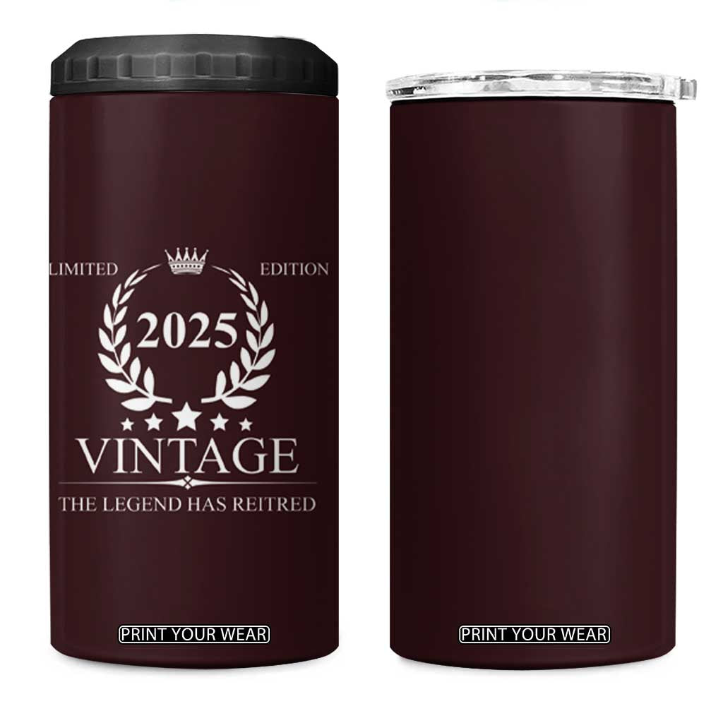 Retirement Gifts for Men 4 in 1 Can Cooler Tumbler The Legend Has Retired 2025 TB10 One Size: 16 oz Red Print Your Wear