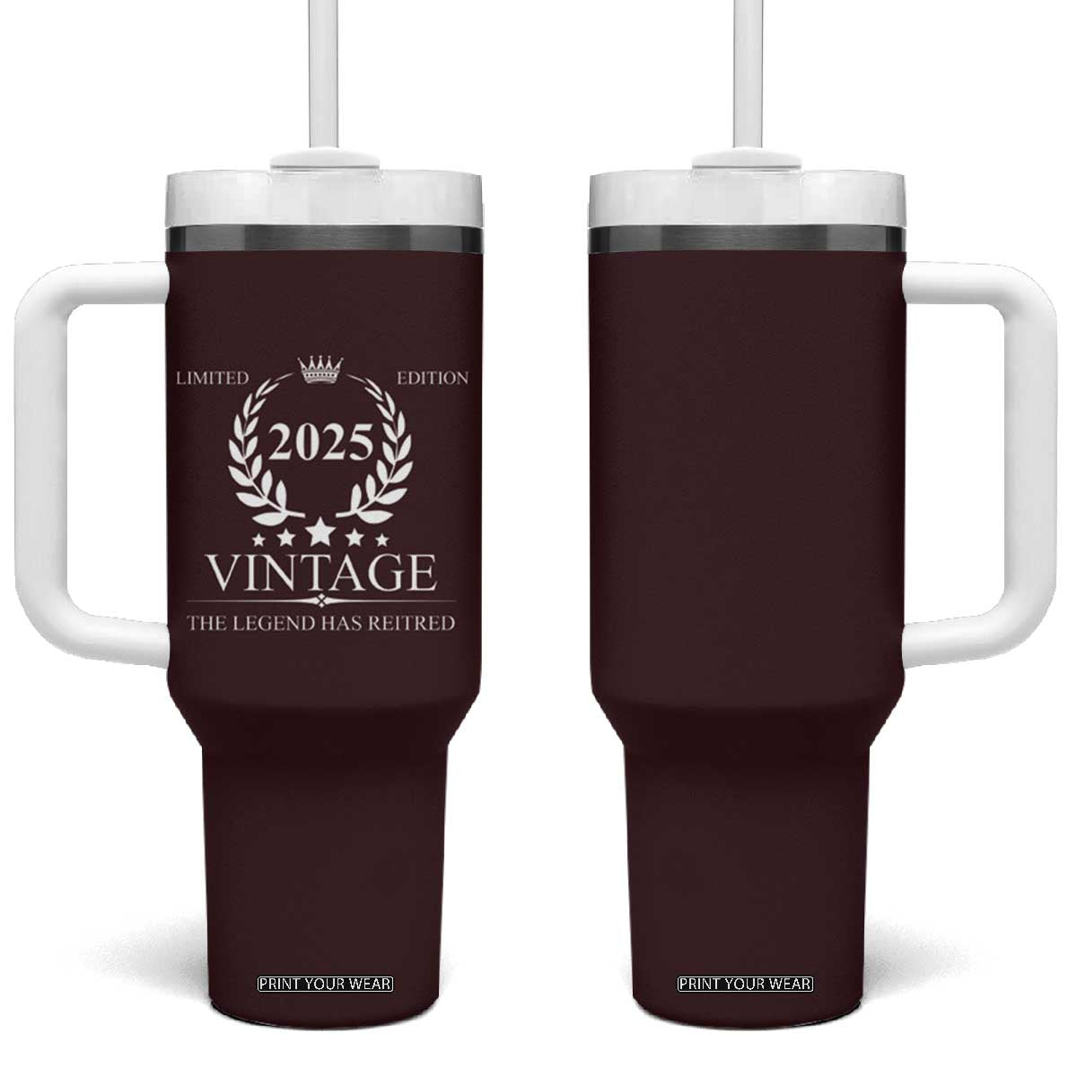 Retirement Gifts for Men Tumbler With Handle The Legend Has Retired 2025 TB10 One Size: 40 oz Red Print Your Wear