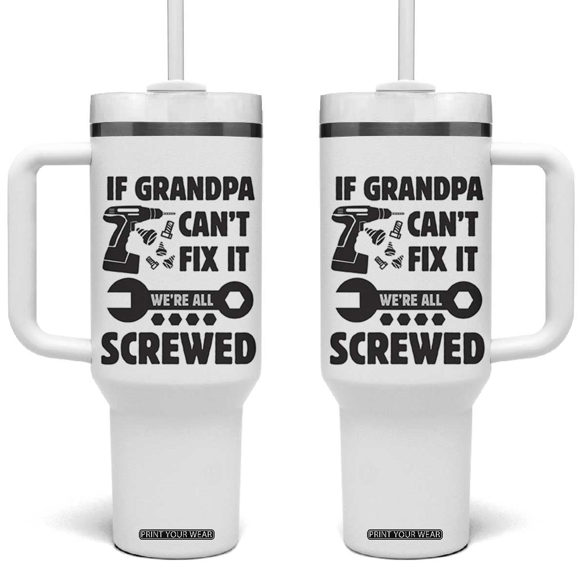 Grandpa Gifts Tumbler With Handle Fathers Day Grandfather Gift from Granddaughter Grandson TB10 One Size: 40 oz White Print Your Wear