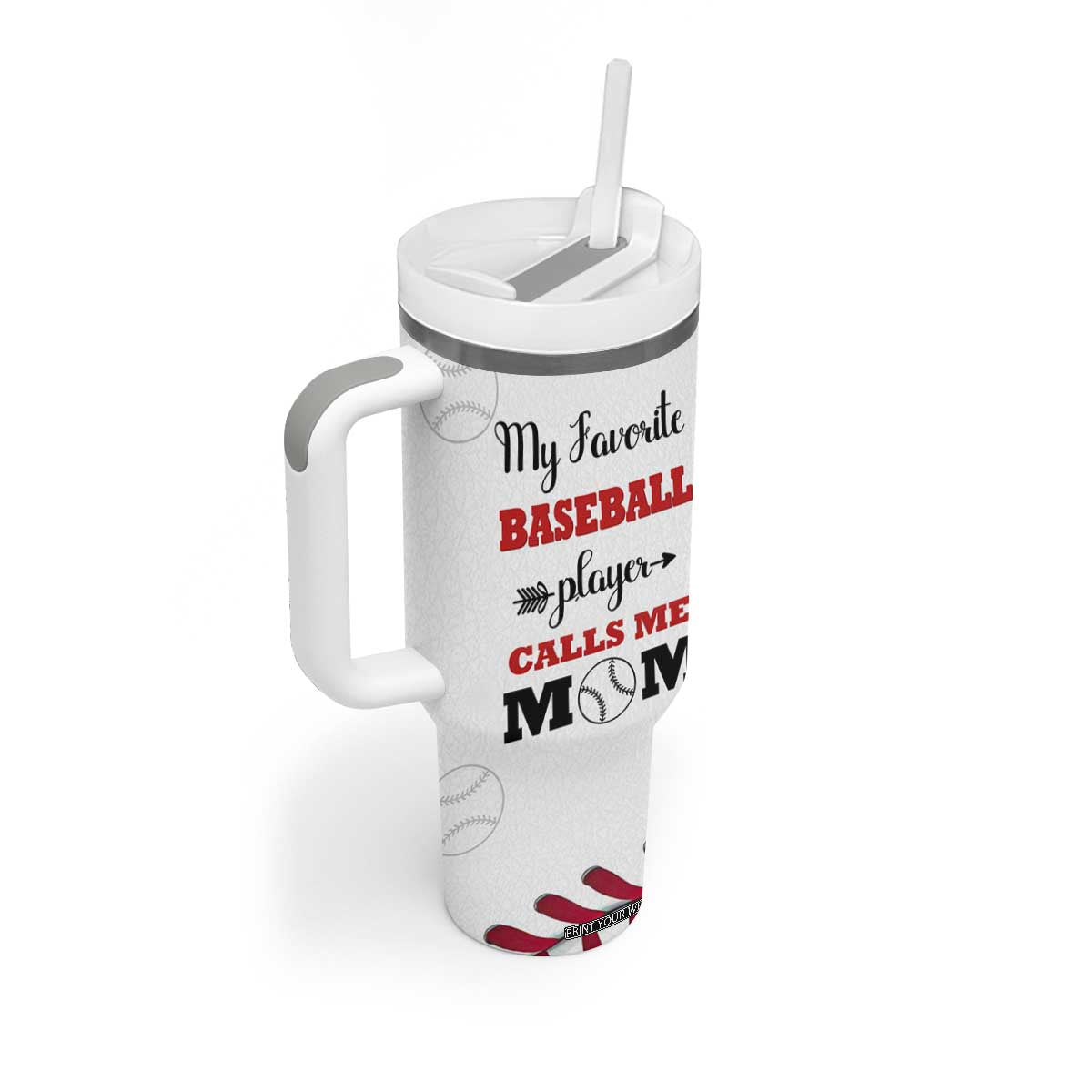 Baseball Mom Tumbler With Handle My Favorite Player Calls Me Mom Mothers Day TB10 Print Your Wear