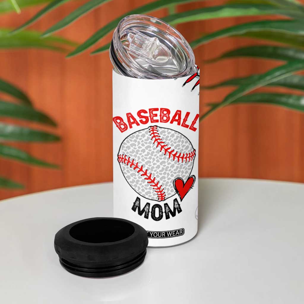 Baseball Mom 4 in 1 Can Cooler Tumbler Leopard Print Mothers Day Birthday Gifts From Daughter Son TB10 Print Your Wear