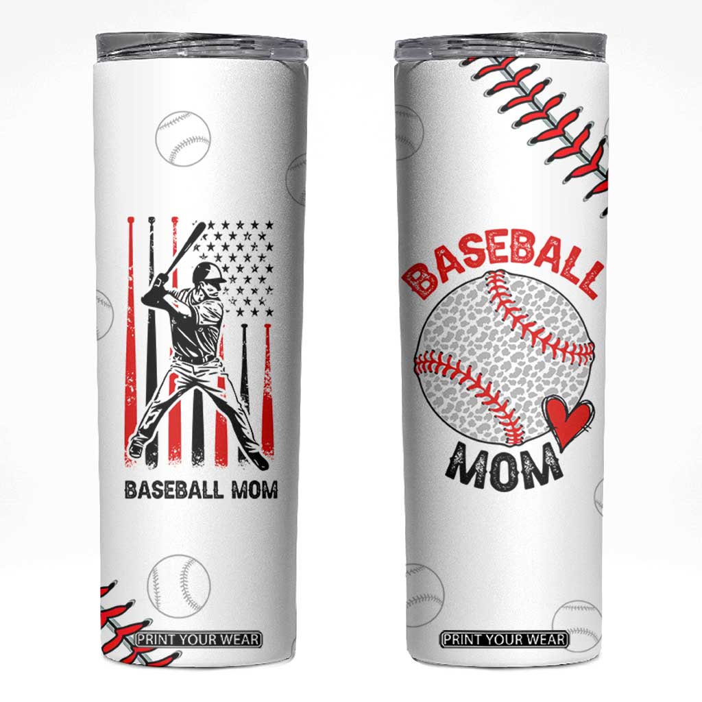 Baseball Mom Skinny Tumbler Leopard Print Mothers Day Birthday Gifts From Daughter Son TB10 White Print Your Wear