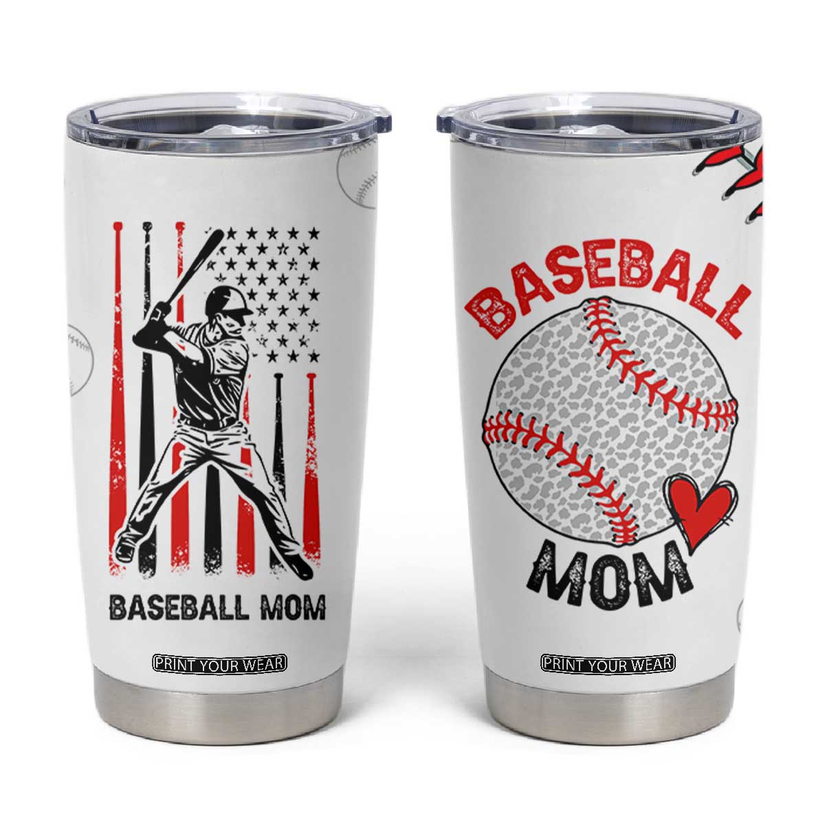Baseball Mom Tumbler Cup Leopard Print Mothers Day Birthday Gifts From Daughter Son TB10 White Print Your Wear