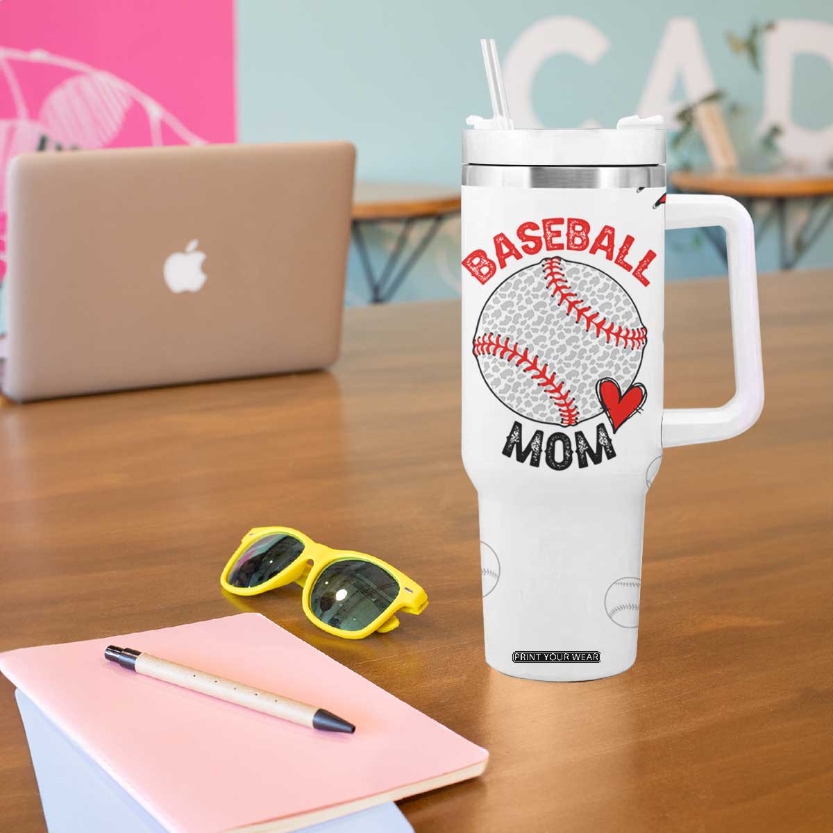 Baseball Mom Tumbler With Handle Leopard Print Mothers Day Birthday Gifts From Daughter Son TB10 Print Your Wear