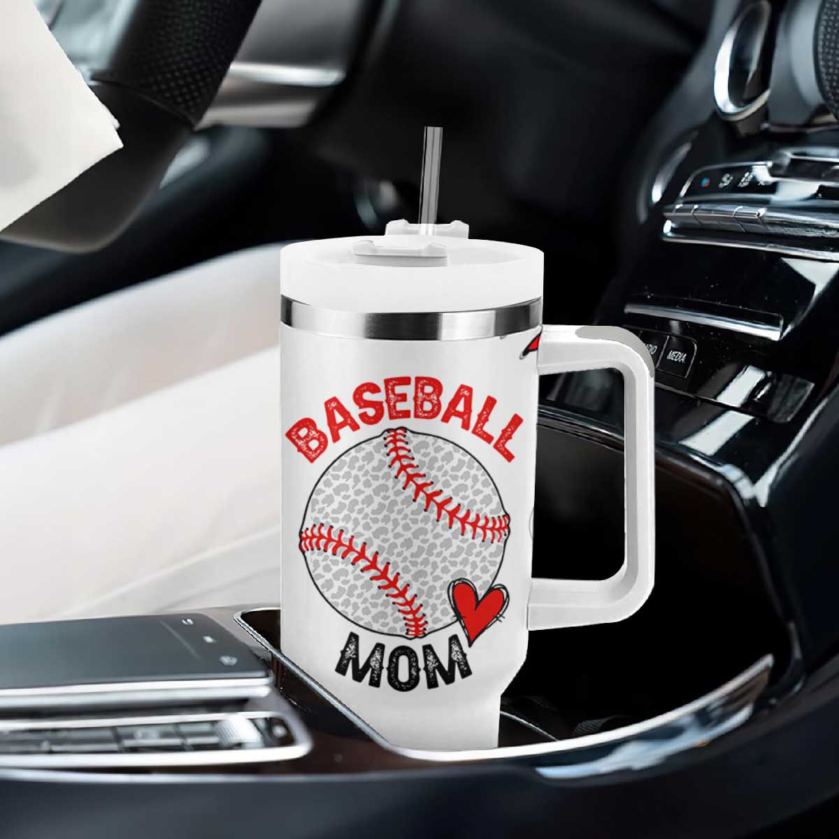 Baseball Mom Tumbler With Handle Leopard Print Mothers Day Birthday Gifts From Daughter Son TB10 Print Your Wear