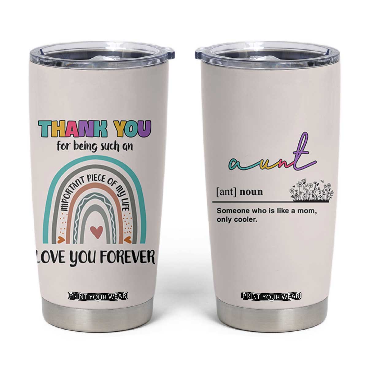 Aunt Gifts Tumbler Cup Christmas Birthday Thank You Gift From Niece Nephew TB10 Beige Print Your Wear