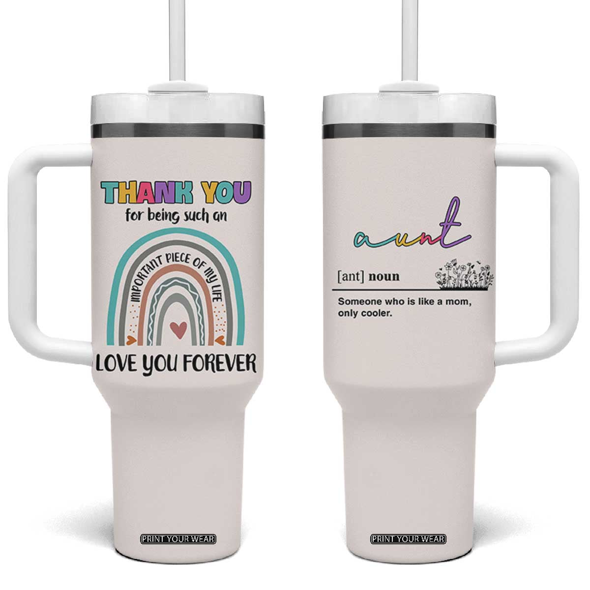 Aunt Gifts Tumbler With Handle Christmas Birthday Thank You Gift From Niece Nephew TB10 One Size: 40 oz Beige Print Your Wear