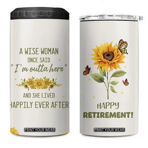 Retirement Gifts For Woman 4 in 1 Can Cooler Tumbler Coworker Leaving A Wise Woman Once Said Im Outta Here Sunflower TB10 One Size: 16 oz Yellow Print Your Wear