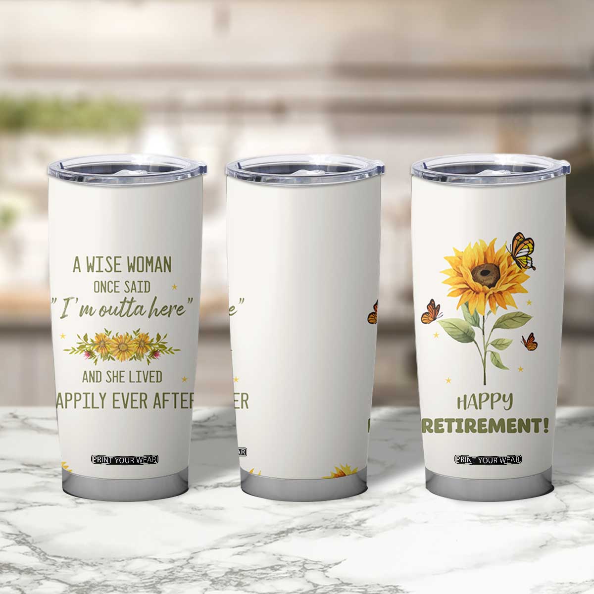 Retirement Gifts For Woman Tumbler Cup - Coworker Leaving A Wise Woman Once Said Im Outta Here Sunflower TB10 Print Your Wear