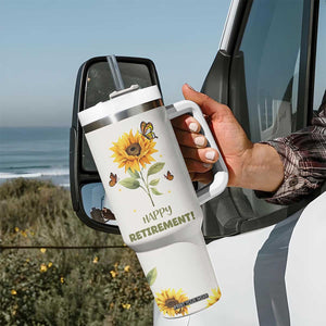Retirement Gifts For Woman Tumbler With Handle Coworker Leaving A Wise Woman Once Said Im Outta Here Sunflower TB10 Print Your Wear