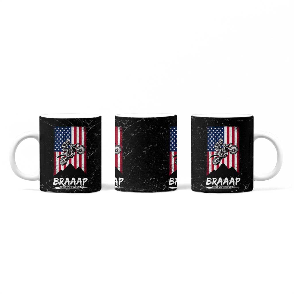 Braap Motocross Dirt Bike Coffee Mug Braaap Vintage USA American Flag Vintage Bikers Club TB10 Print Your Wear