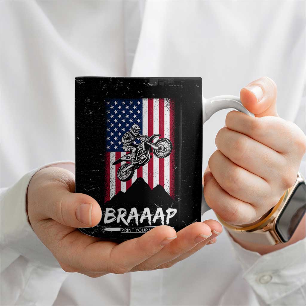 Braap Motocross Dirt Bike Coffee Mug Braaap Vintage USA American Flag Vintage Bikers Club TB10 Print Your Wear