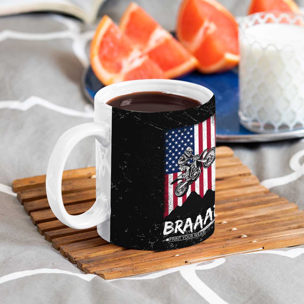 Braap Motocross Dirt Bike Coffee Mug Braaap Vintage USA American Flag Vintage Bikers Club TB10 Print Your Wear