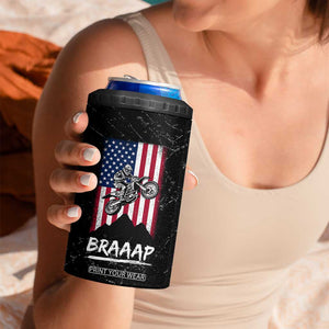 Braap Motocross Dirt Bike 4 in 1 Can Cooler Tumbler Braaap Vintage USA American Flag Vintage Bikers Club TB10 Print Your Wear