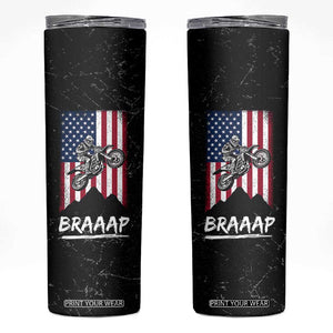 Braap Motocross Dirt Bike Skinny Tumbler Braaap Vintage USA American Flag Vintage Bikers Club TB10 Black Print Your Wear