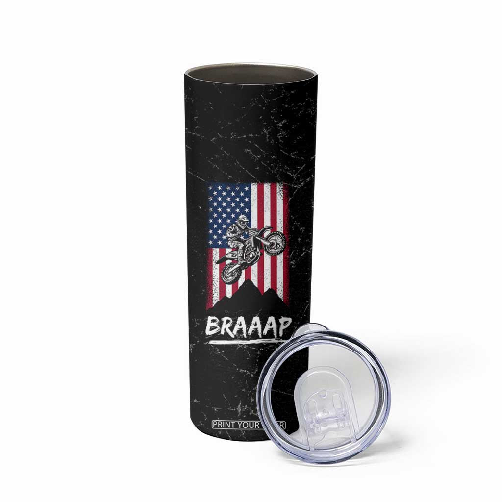 Braap Motocross Dirt Bike Skinny Tumbler Braaap Vintage USA American Flag Vintage Bikers Club TB10 Print Your Wear