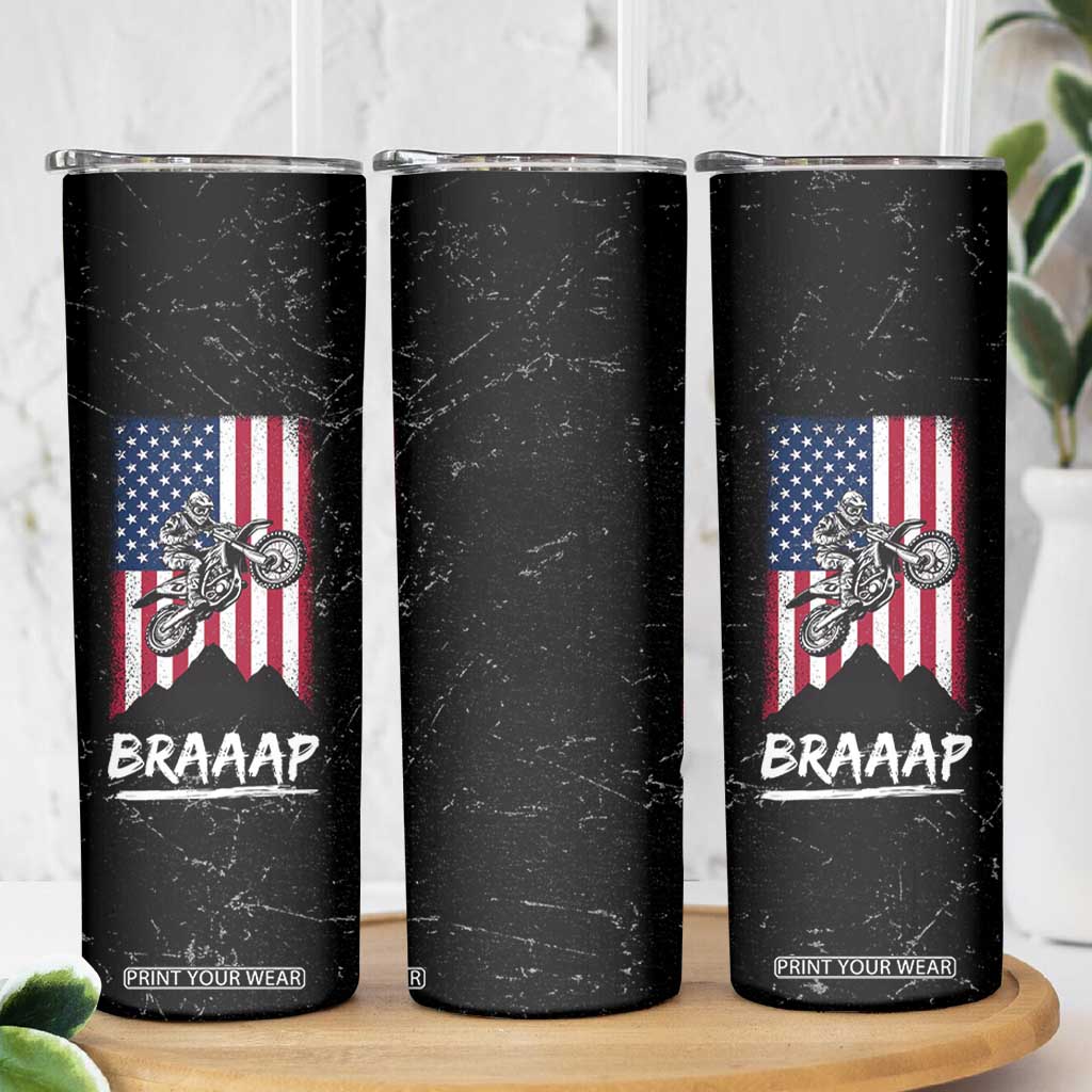 Braap Motocross Dirt Bike Skinny Tumbler Braaap Vintage USA American Flag Vintage Bikers Club TB10 Print Your Wear