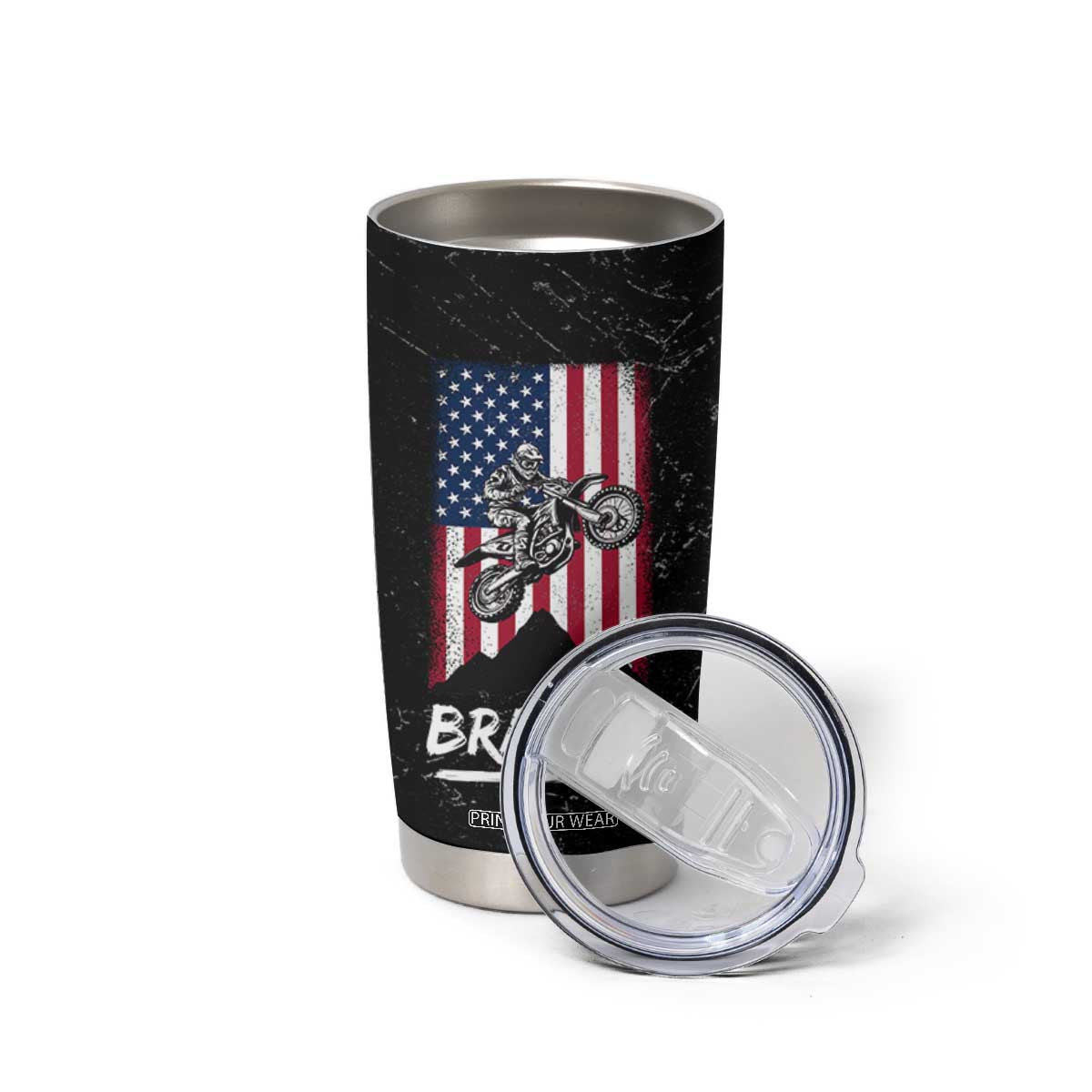 Braap Motocross Dirt Bike Tumbler Cup Braaap Vintage USA American Flag Vintage Bikers Club TB10 Print Your Wear