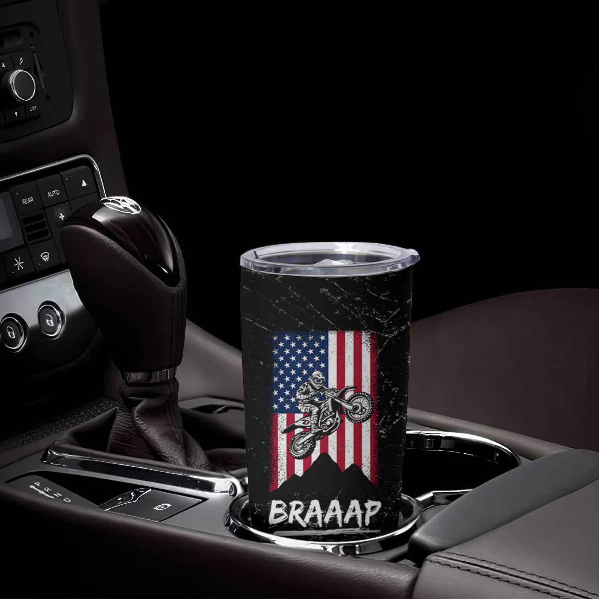 Braap Motocross Dirt Bike Tumbler Cup Braaap Vintage USA American Flag Vintage Bikers Club TB10 Print Your Wear