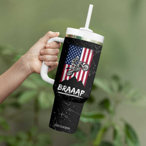 Braap Motocross Dirt Bike Tumbler With Handle Braaap Vintage USA American Flag Vintage Bikers Club TB10 Print Your Wear