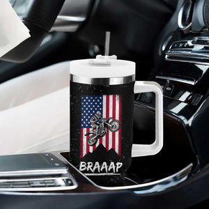 Braap Motocross Dirt Bike Tumbler With Handle Braaap Vintage USA American Flag Vintage Bikers Club TB10 Print Your Wear