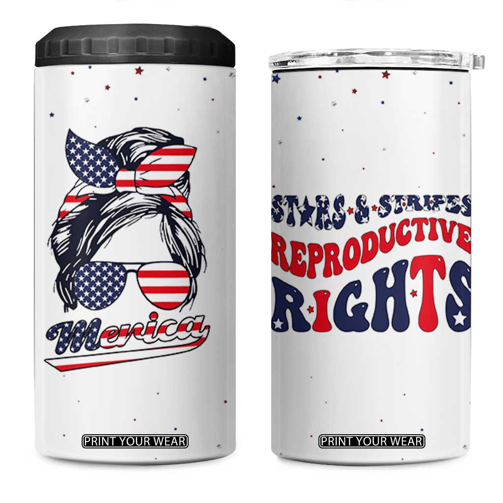 Retro Reproductive Rights 4 in 1 Can Cooler Tumbler Merica Stars Stripes Feminist 4th Of July TB10 One Size: 16 oz White Print Your Wear