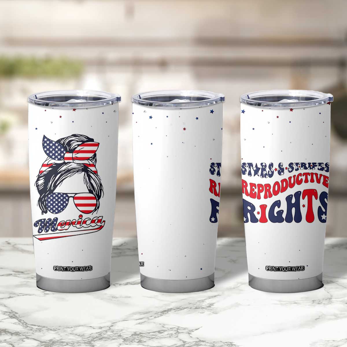 Retro Reproductive Rights Tumbler Cup Merica Stars Stripes Feminist 4th Of July TB10 Print Your Wear
