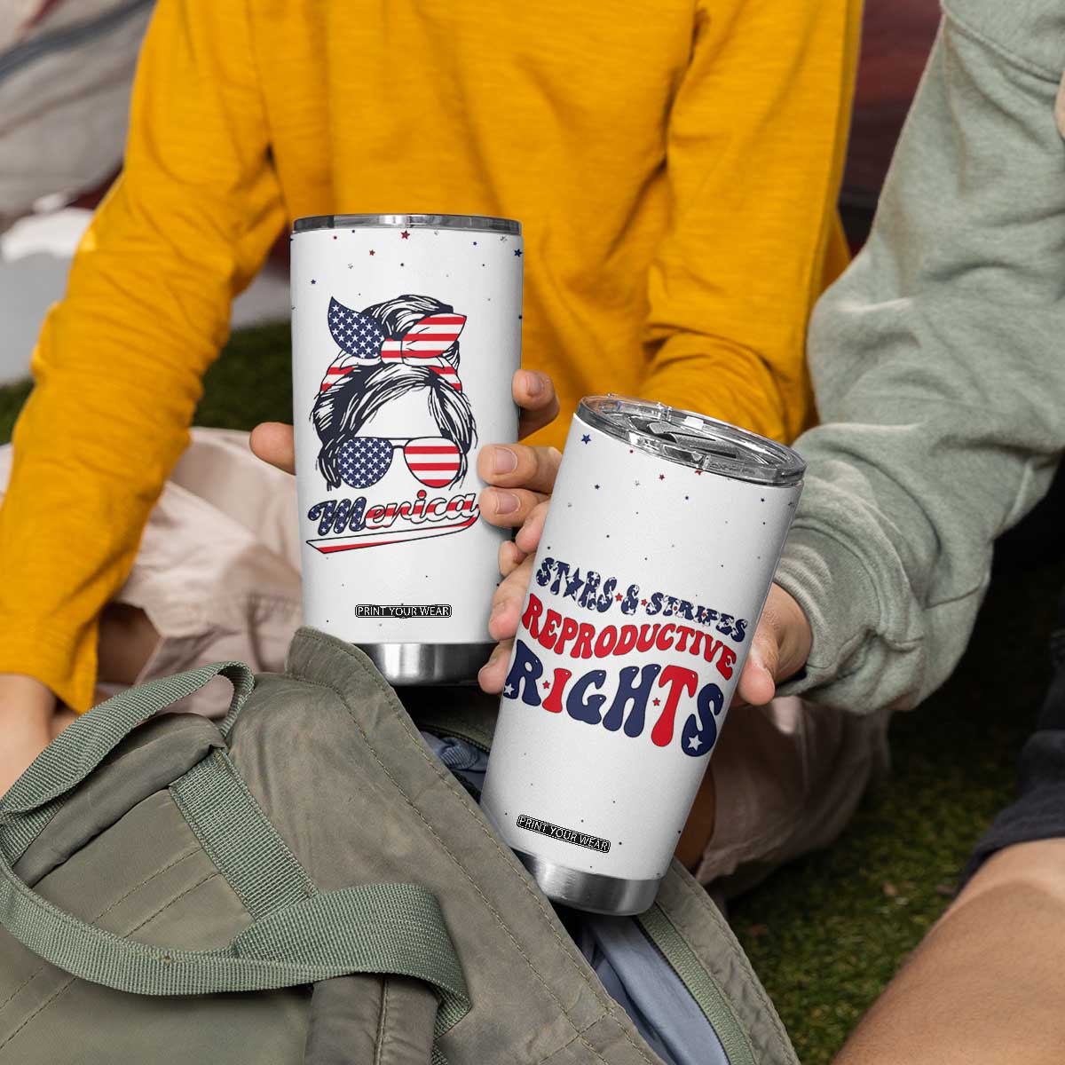 Retro Reproductive Rights Tumbler Cup Merica Stars Stripes Feminist 4th Of July TB10 Print Your Wear