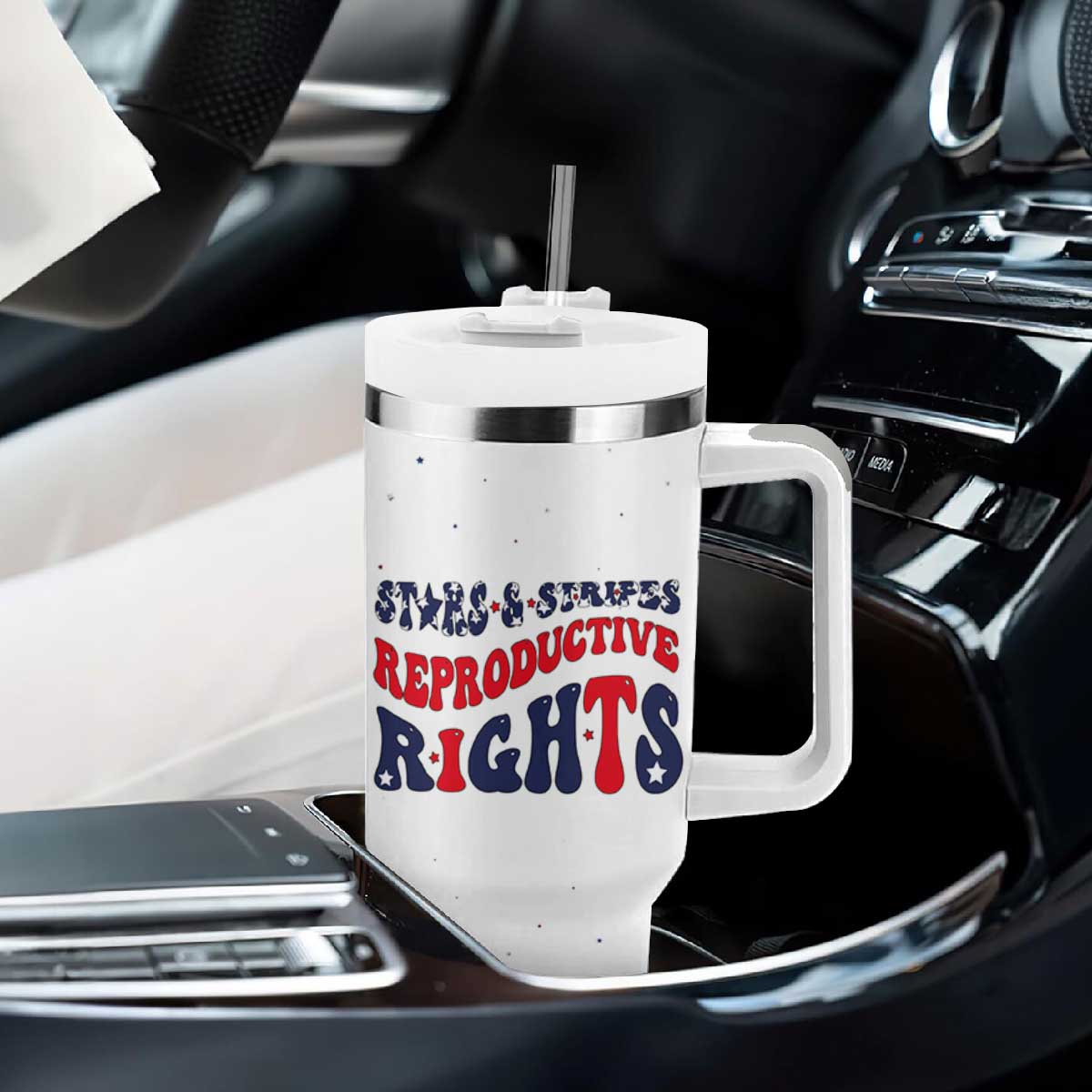 Retro Reproductive Rights Tumbler With Handle Merica Stars Stripes Feminist 4th Of July TB10 Print Your Wear