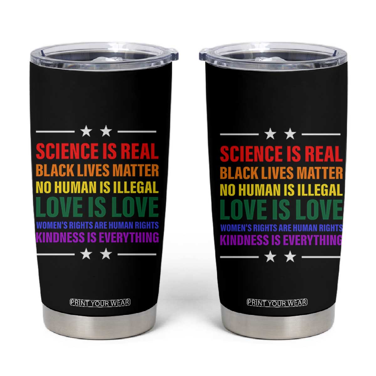 Equality Tumbler Cup LGBTQ BLM Black Pride Gift TB10 Black Print Your Wear