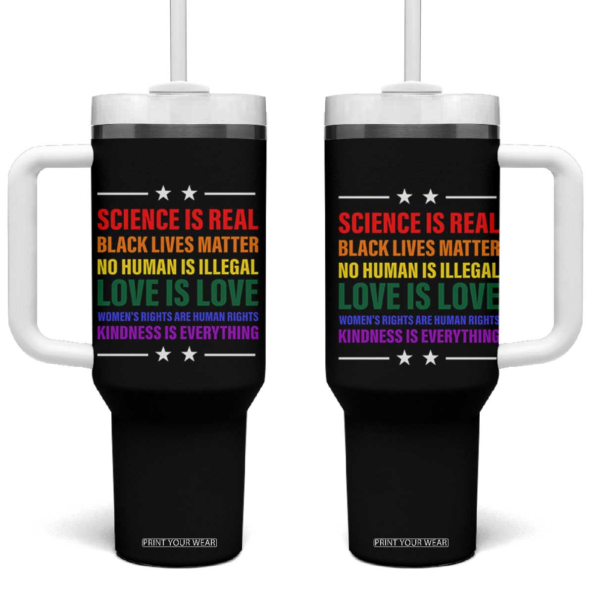 Equality Tumbler With Handle LGBTQ BLM Black Pride Gift TB10 One Size: 40 oz Black Print Your Wear