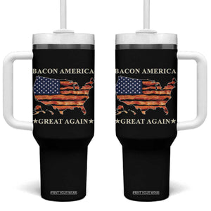 Funny Bacon American Great Again US Flag Tumbler With Handle TB10 One Size: 40 oz Black Print Your Wear