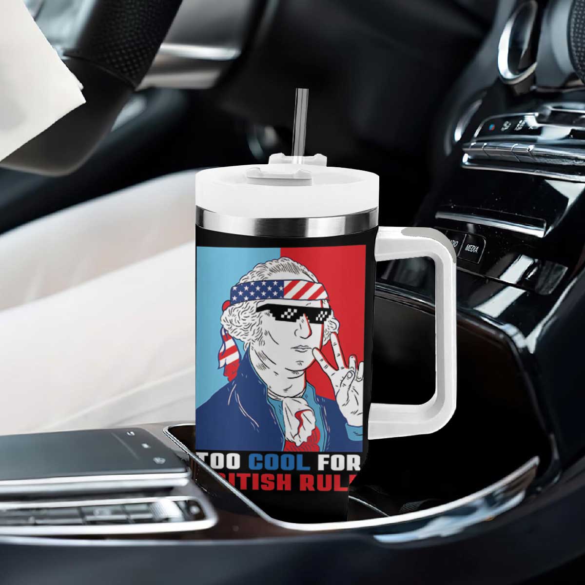 Too Cool For British Rule Tumbler With Handle Funny Patrotic 4th Of July Independence Day TB10 Print Your Wear