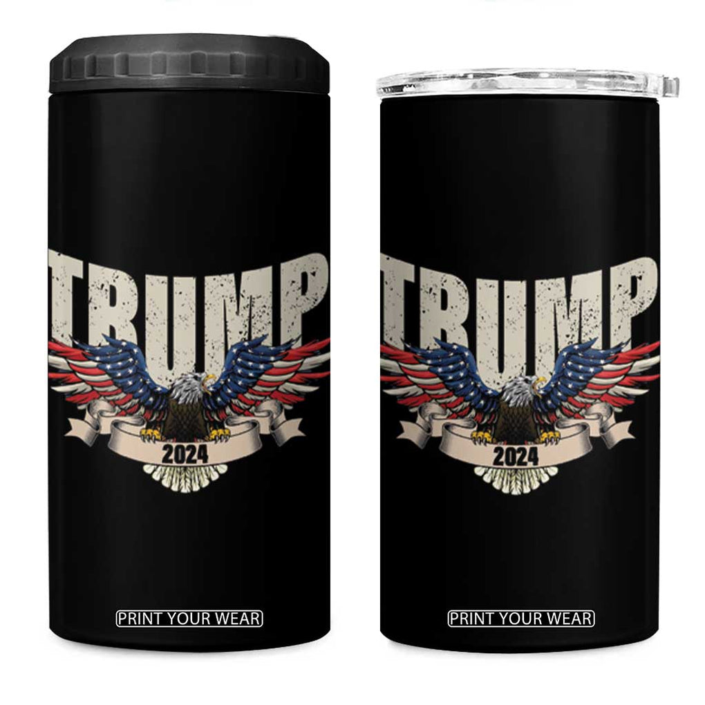 Trump 2024 4 in 1 Can Cooler Tumbler 45 47 American Election Republican Conservative US Flag Eagle TB10 One Size: 16 oz Black Print Your Wear